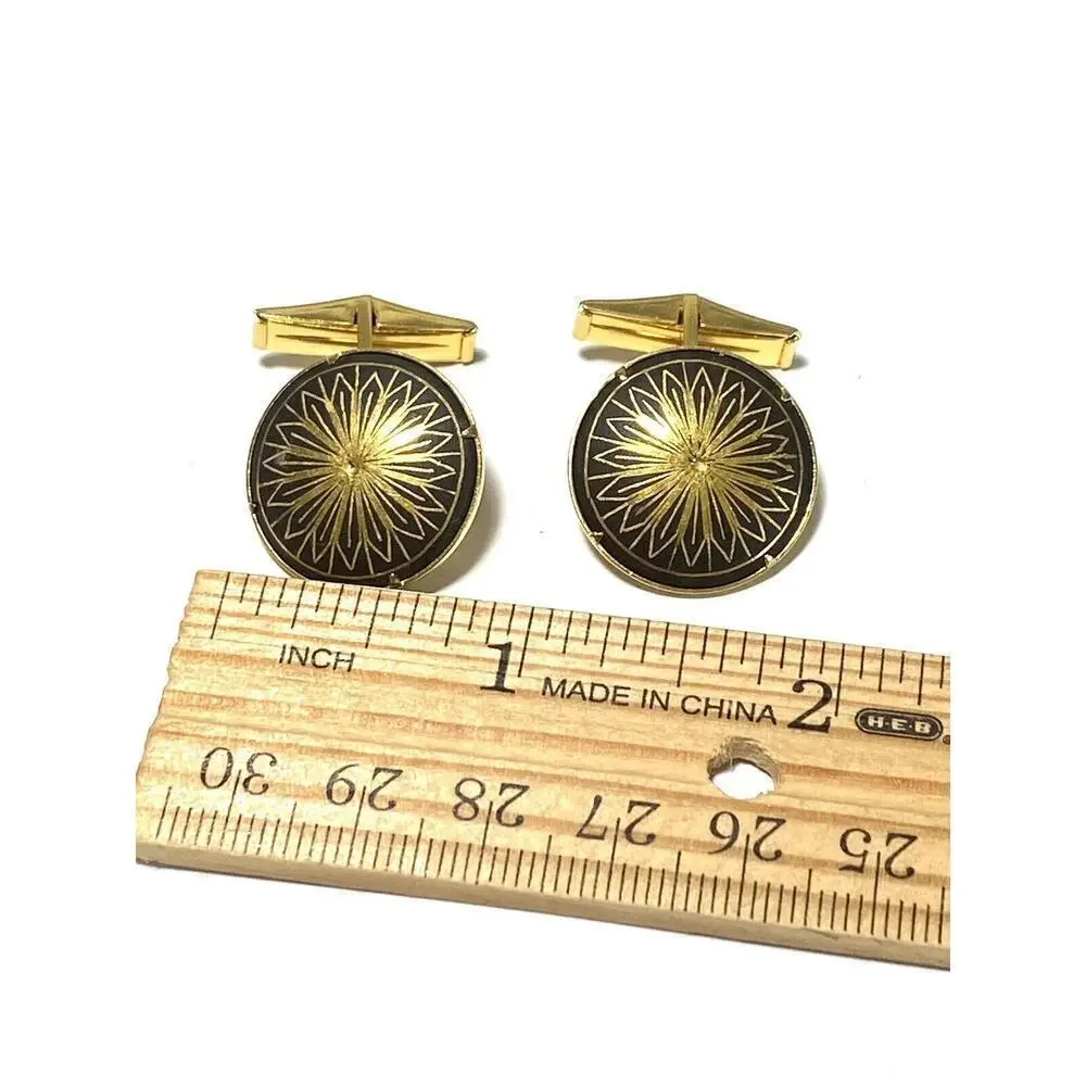 Cufflinks Damascene Black Gold Tone Men’s Accessories